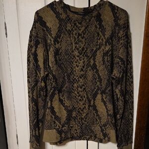 Twenty V-Neck Snake Print Sweater - Black and Brown